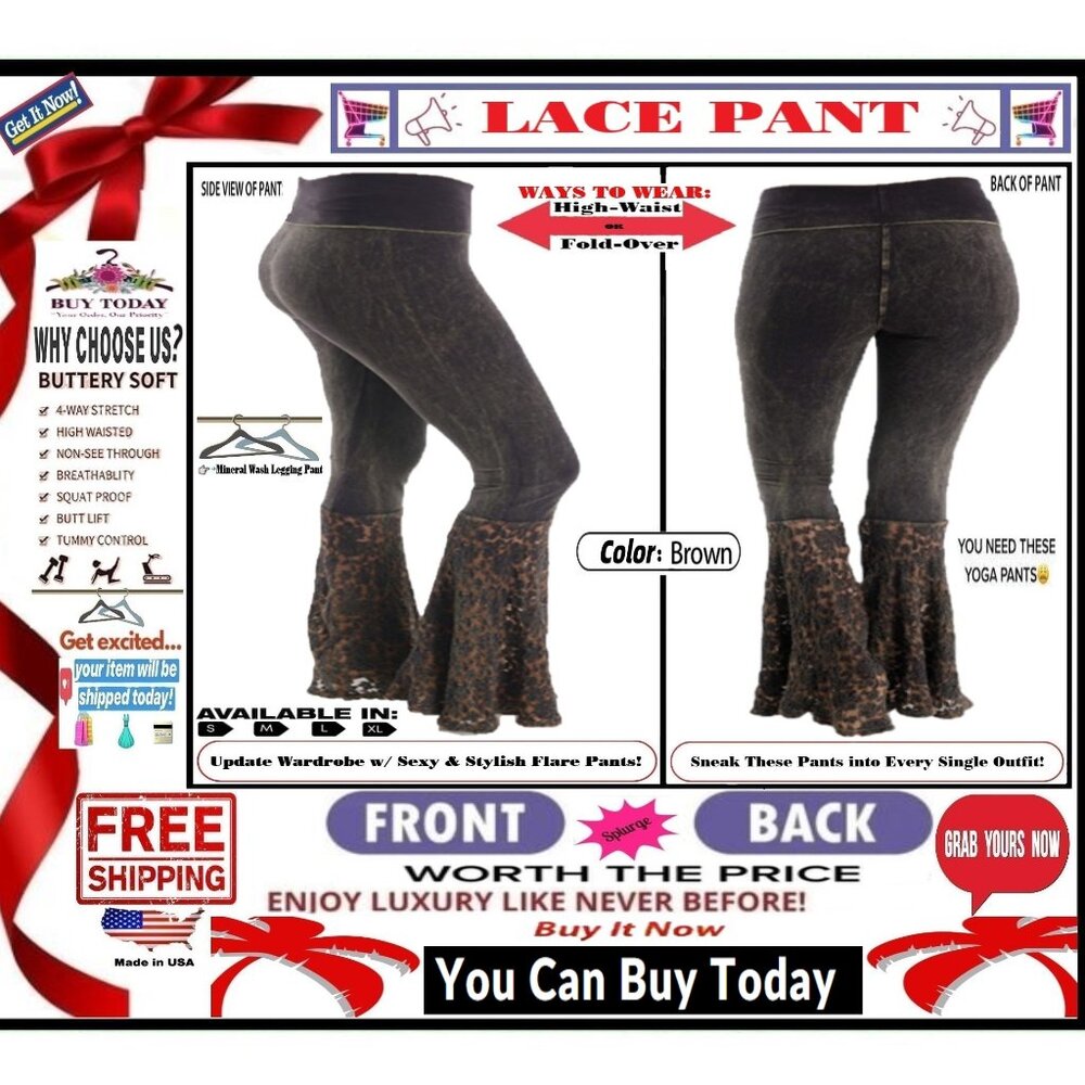 🛑 BOTTOM Fold Over LACE ➕ LEGGING 🆒 PANT High Waist Mineral Wash 💸 BUY NOW ‼️